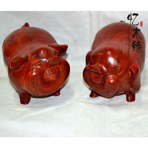 Wood carving ornaments crafts rosewood woodcarving pig animal zodiac feng shui ornaments mahogany ornaments special