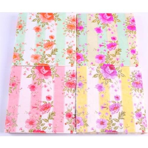 Decoupage table paper napkins elegant tissue vintage pattern floral print pink red flower birthday wedding party home decor 20