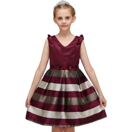 Baby Girls Striped Dress For Girls Formal Wedding Party Bow Tie Dresses Kids Princess Christmas Costume Children Girl Clothing