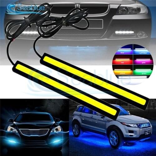 2X 17cm COB Car Daytime Running Light Car DRL LED Strip Light External Light Car Waterproof Blue Pink Red Green Amber DRL Light