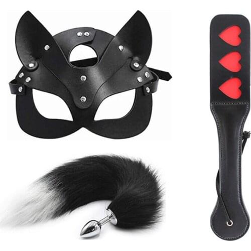 Erotic Half face mask cosplay Sex Toys Lingerie Women Leather Slave Spank Paddle Beat Submissive BDSM Sex Sluts Paddles