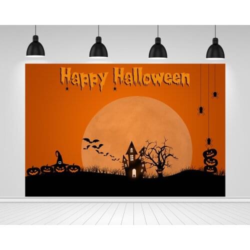 Scopiso Halloween Photography Backdrop Cartoon Pumpkin Castle Spider Tree Moon Decoration Photographic Background Studio Props