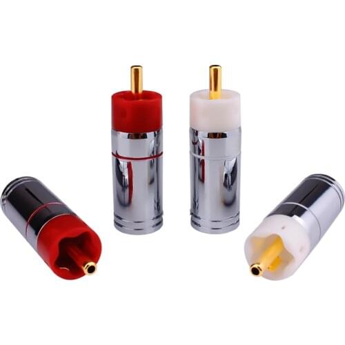 HiFi Audio Adapter DIY 9mm Silver Plated Brass RCA Plug Connector - ( 4 pcs )