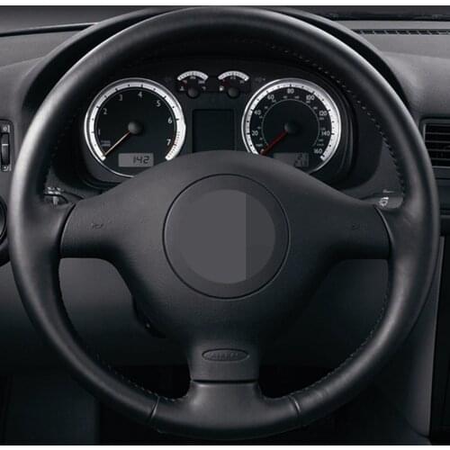 DIY Artificial Leather Black Car Steering Wheel Cover For Volkswagen VW Golf 4 Passat B5 1996-2003 Seat Leon 1999-2004 Polo