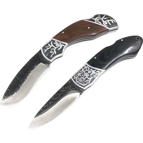 Small Tactical Survival Knife Pocket Folding Knife Camping Hunting Knives Wood Handle Multitool Outdoor EDC Tool