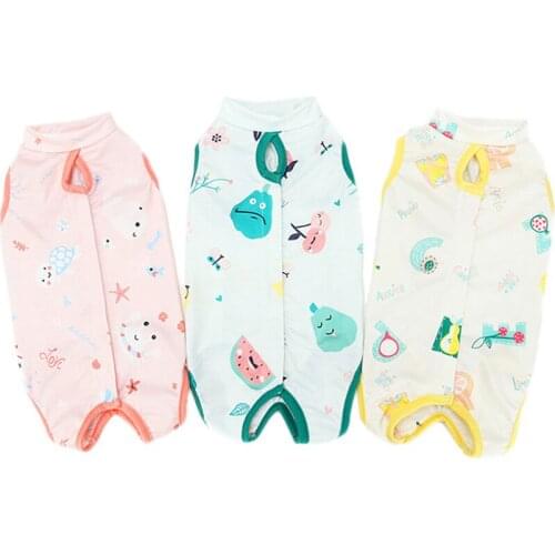 Printed Summer Cool Pet Clothes Vest For Small Dog Cat Sterilization Suit Printing Puppy Cat T-Shirt Breathable Cotton Dog Vest