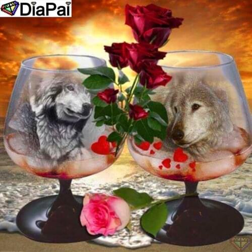 DiaPai 100% Full Square/Round Drill 5D DIY Diamond Painting "Flower wolf" Diamond Embroidery Cross Stitch 3D Home Decor A18573