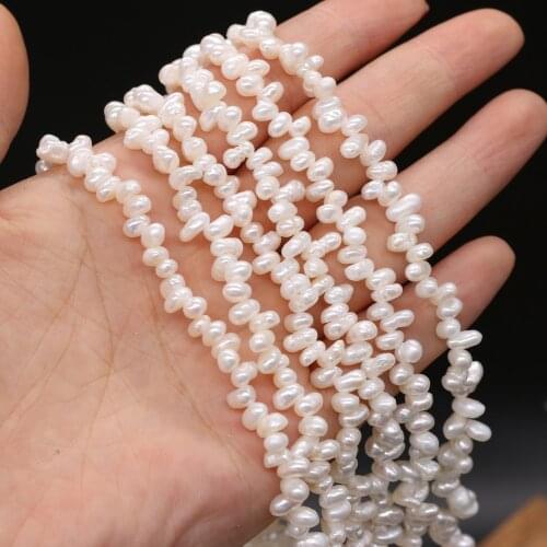 Natural Freshwater Pearl For DIY Jewelry Making Necklaces Bracelets And Earrings White Three Seven Holes 3-4mm 36cm