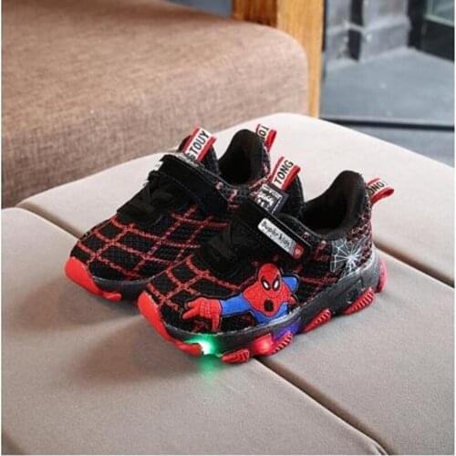 New Boys Sneakers Girls Spiderman Kids Led Shoes With Lights Sneaker Spring Autumn Shoes Children Toddler Baby Girl Shoes