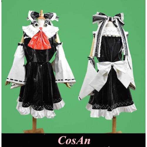 Touhou Project Hakurei Reimu Cosplay Costume Black White Assorted Color Patent Leather Uniform Role Play Clothing Custom-Make
