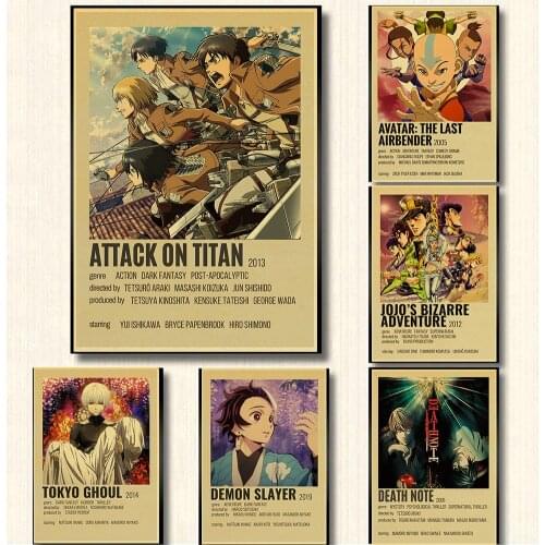 Attack on Titan/ JoJos Bizarre Adventure JOJO/Hunter X Hunter, etc. Retro Posters Modern Art Poster For Room/Bar/cofe Decor