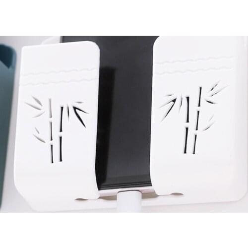 Hollow Bamboo Print Adhesive Wall Mount Phone Holders for Phone Charging Brackets Holders Shelf Sticker Fixing Stand