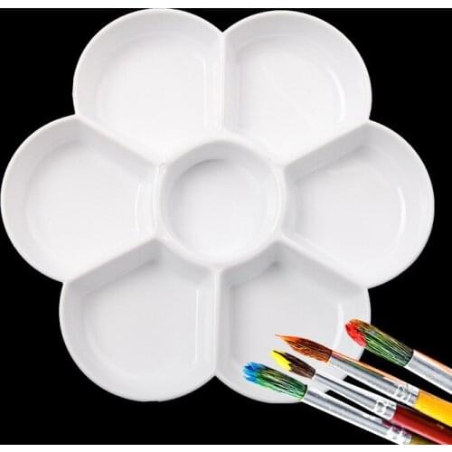 Artist Accessories 7 Holes Plastic School Office Supplies Drawing Tool Plum Blossom Shape Watercolor Painting Palette