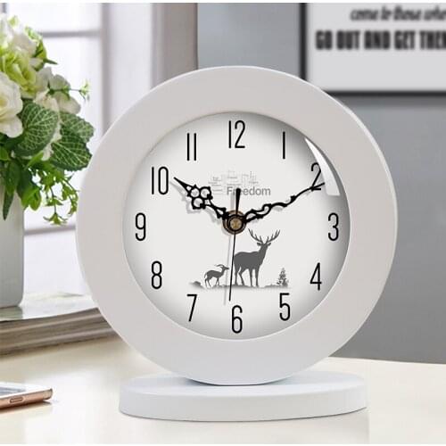 Simple modern art desktop decoration clock Cute deer animal office silent desk clock