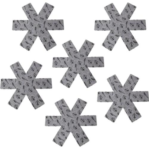 6pcs Pot & Pan Protectors Gray Print Premium Divider Pads to Prevent Scratching Separate and Protect Surfaces for Cookware