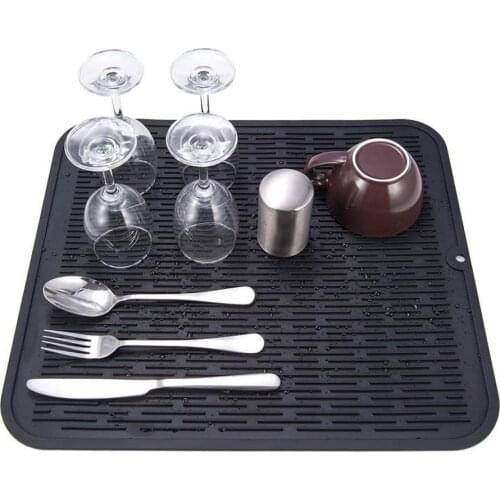 45x40cm Silicone Heat Resistant Dish Cup Table Draining Drying Mat Pad Placemat