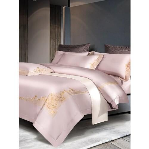 1400TC Egyptian Cotton Duvet Cover King Size Luxury Royal Pink Fitted Sheet Bed Linen Euro Duvet Cover Pillowcase