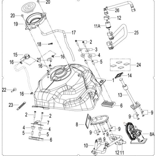 Fuel tank fuel pump fuel pipes page of Benelli 302G TNT 302R 300GS