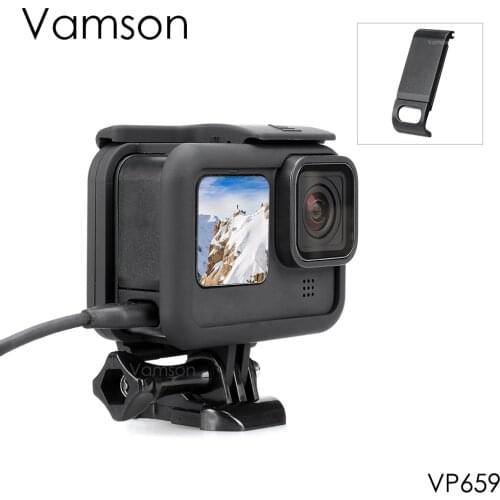 Vamson for Go Pro Hero 9 Sports Camera Black Protective Side Cover Easy to Remove Protective Accessories Suitable for GoPro 9