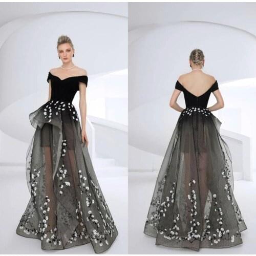 Elegant Prom Dresses 2020 Floor Length Tulle Appliques Designer Formal Evening Gowns A Line Custom Made Special Party Dress