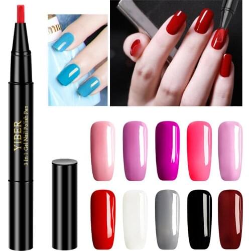 10 Colors Faster Shipping Nail Gel Varnish Pencil One Step Gel Nail Pen No Need Top Base 3 In 1 UV Gel Lacquer Glitter Polish