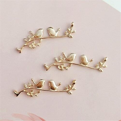 10 PCS 45*14mm Metal Alloy KC Gold Silver Plated Magpies Branches Connectors Charms DIY Jewelry Accessories