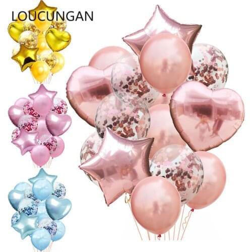 14Pcs/lot Birthday Decoration Balloon Wedding Round Confetti Ballon Heart Helium Balloons Birthday Party Decorations Adult Kids