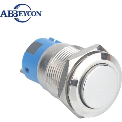 19mm High Round Head Pin Terminal Momentary Push Button Switch 1NO1NC Anti-Vandal Waterproof IP67 Metal Shell SPST Switch