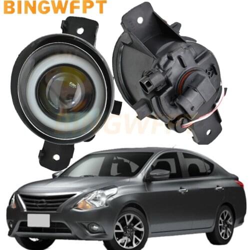 2Pcs For Nissan Versa 2012 2013 2014 2015Front LED Fog Lamp + Angel eye light