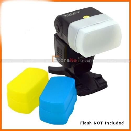 3 Color White+Yellow+Blue Flash Diffuser BOUNCE DOME Soft Box For speedlite 430EX 430 EX II