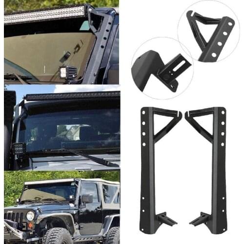 52" Straight LED Light Bars Mounting Brackets Fit for Jeep Wrangler JK 2007~2017 A-pillar Upper Windshield Mount Kits
