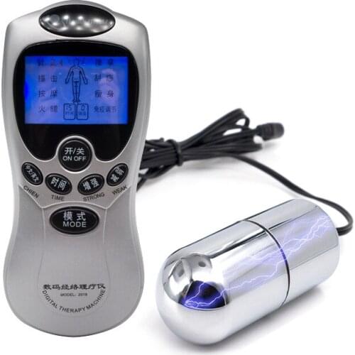 Electric shock fun pulse Vibration vaginal back court electric shock anal plug remote control Couples adult sex masturbation