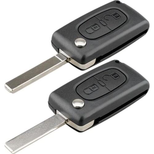 Car Accessories 2 Buttons Flip Folding Remote Key Fob Case Blank Car Key Shell for Peugeot 207 307