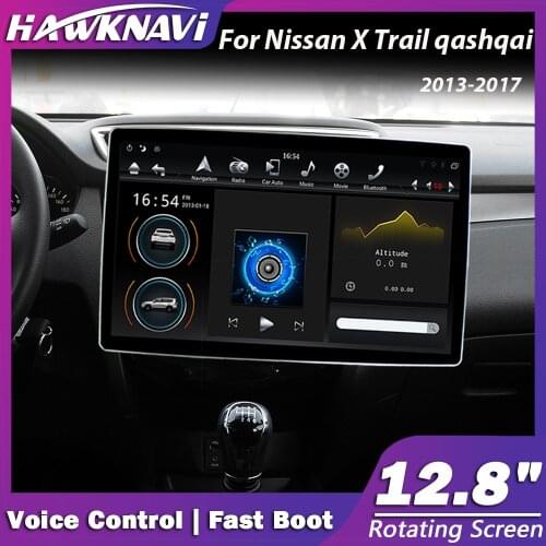 Hawknavi 12.8" Android Car Video Players For Nissan X Trail Qashqai 2013-2017 GPS DVD Radio Navigation PX6 DSP Headunit Carplay