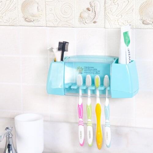 Multifunction Toothbrush Holder Dust-proof Storage Bathroom Accessories Practical Durable Home Mount Rack Bathroom Tools Set