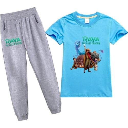Kids Raya and The Last Dragon Baby Clothing Sets Disney Children Fashion Suit Boys Kids Sport Suits T Shirts + Long Pants 2pcs