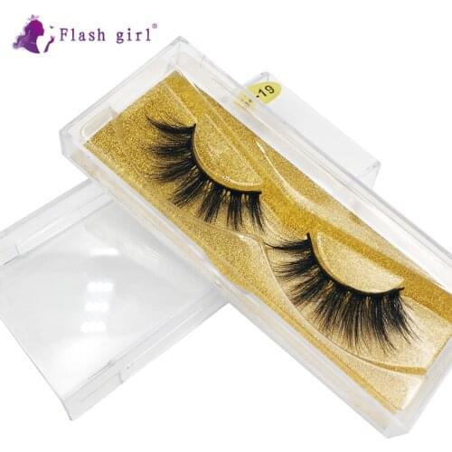 Flash Girl 1 Pair Faux Mink Eyelashes Handmade Reusable Natural Eyelashes Popular Fake Lashes Makeup Extension Z-19