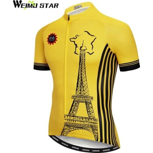 Weimostar Classic Yellow Cycling Jersey Top Summer Short Sleeve mtb Bicycle Jersey For Men Anti-sweat Mountain Bike Jersey Shirt