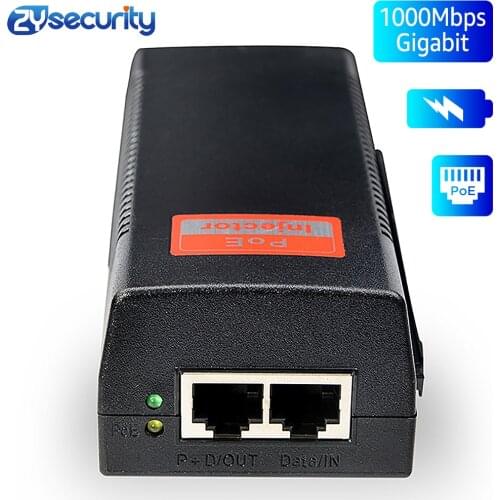 1000Mbps Gigabit 60W High Power POE Injector At 4-pairs standard DC 54V Output 100-240V Input POE Power For CCTV PTZ IP Camera