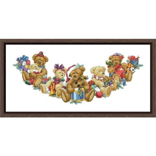 DreampatternChristmas bears tree skirt cross embroidery kit X-mas pattern 18ct 14ct 11ct unprint canvas Cross-stitch needlework