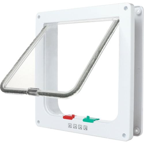 Cat Flap Door with 4 Way Security Small Door Locks Pet Dog Cat Door ABS Plastic Kitten Sure Flap Door Pet Cat Gate Pet Supplies