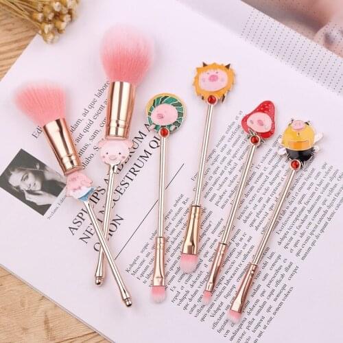 2021 Hot Cute Funny Pink Pig Cartoon Gifts for Women Kids Cosmetic Foundation Makeup Brushes Powder Beauty Make Up Tools Set