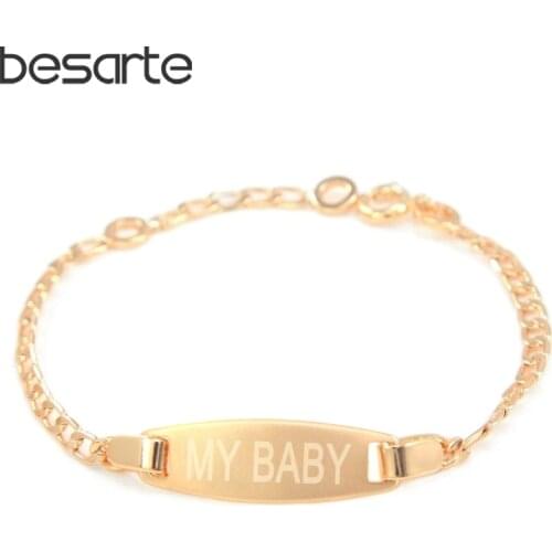 Little Baby Bracelets Gold Kids Jewelry Baptism Infants Bangles Pulseras Bebe Bracelete Bracciali Bambino Armbanden B0127