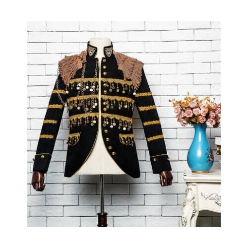 Men suits designs vintage royal tassel stage costumes for singers men sequin blazer dance clothes jacket star style dress punk
