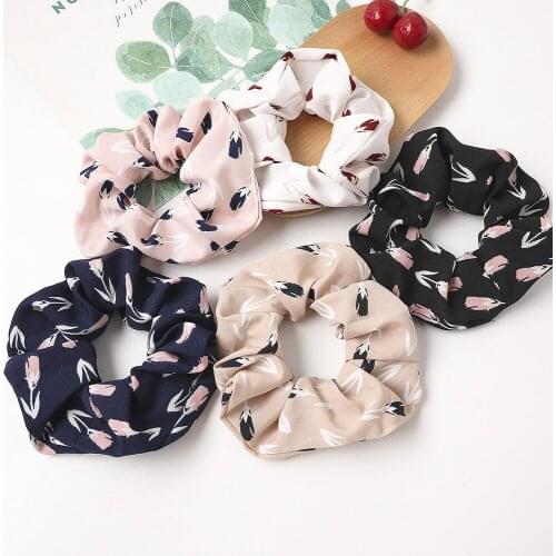 OL Women Hair Accessories Female Floral Hair Tie Scrunchies Ponytail Hair Holder Rope Chiffon Headpiece Dance Scrunch