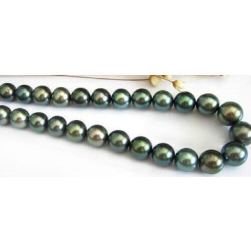 18"8-9MM NATURAL TAHITIAN BLACK ROUND PEARL NECKLACE 925silver