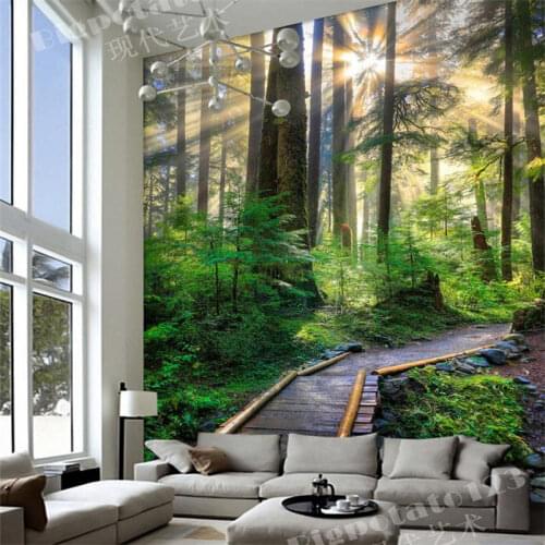 Custom 3d wallpapers for living room bedroom Sun forest under the forest tree path wallpaper for walls 3 d
