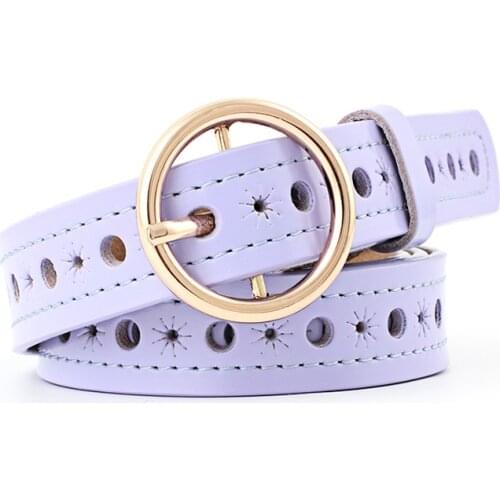 Ke Meiqi Korean Round Buckle Belt Ladies Hollow Belt Fashion Casual Japanese Buckle All-match Jeans Belt Luxury Designer Belt