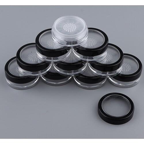 10pcs/kit Empty Loose Powder Container Cosmetic Make-up Loose Powder Box Case Holder with Sifter Lids,Nontoxic PP Plastic Box