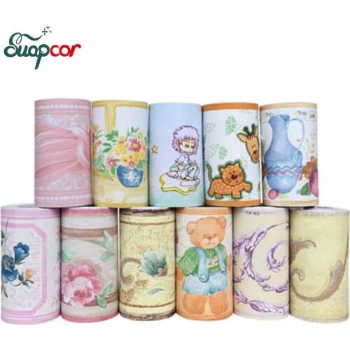 PVC Self adhesive Wallpaper Border Kitchen Bathroom Skirting Line Sticker Removable Pastoral Tile Wall Stickers Waterproof Decor